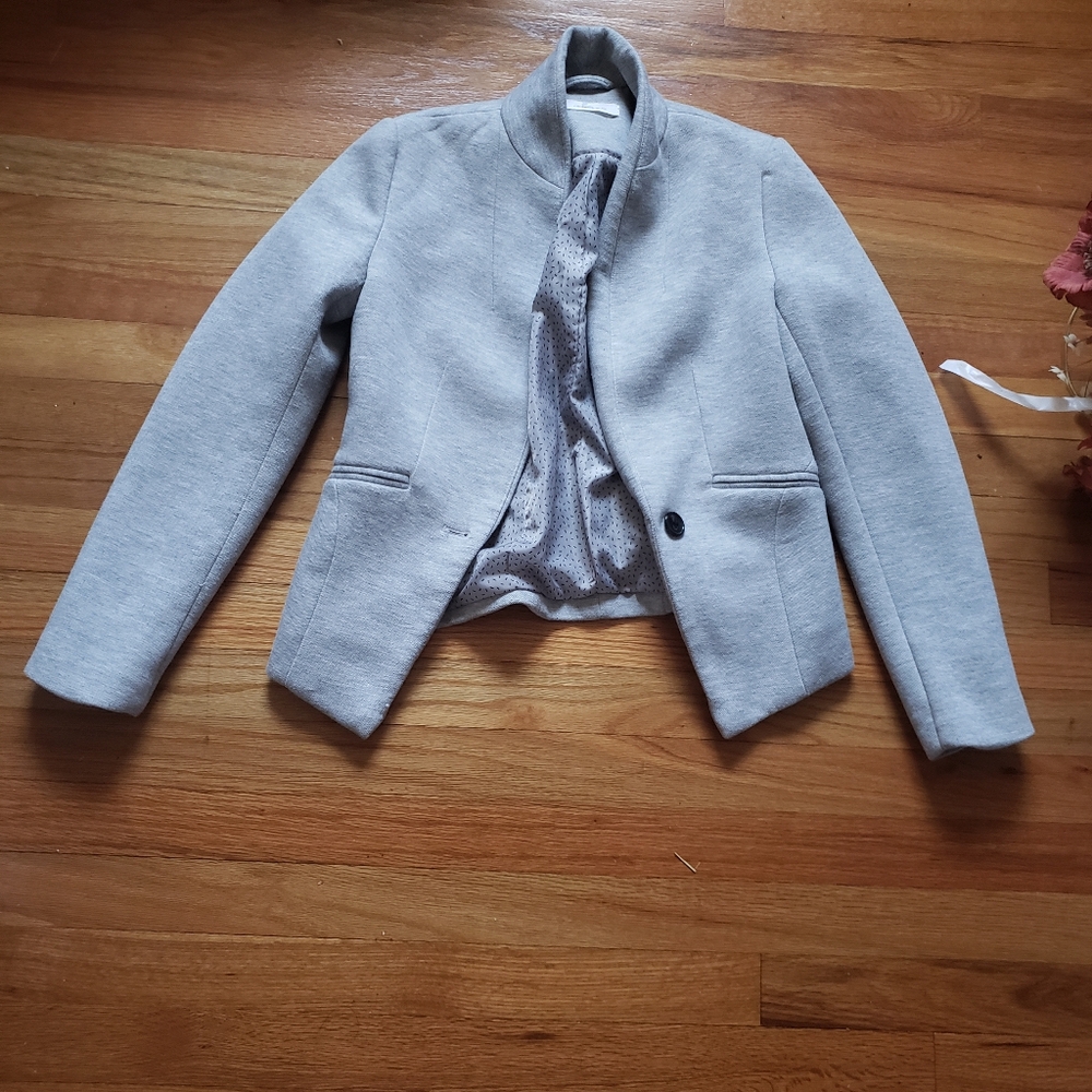 Cache Fully Lined Gris Clair 1 Button Blazer Us S… - image 4